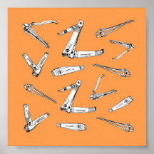 Nail clippers in Orange Illustrated Art