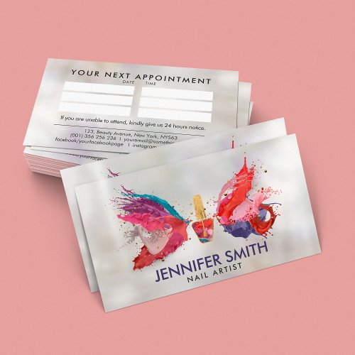 Nail Colors Splash on pearl  Business Card