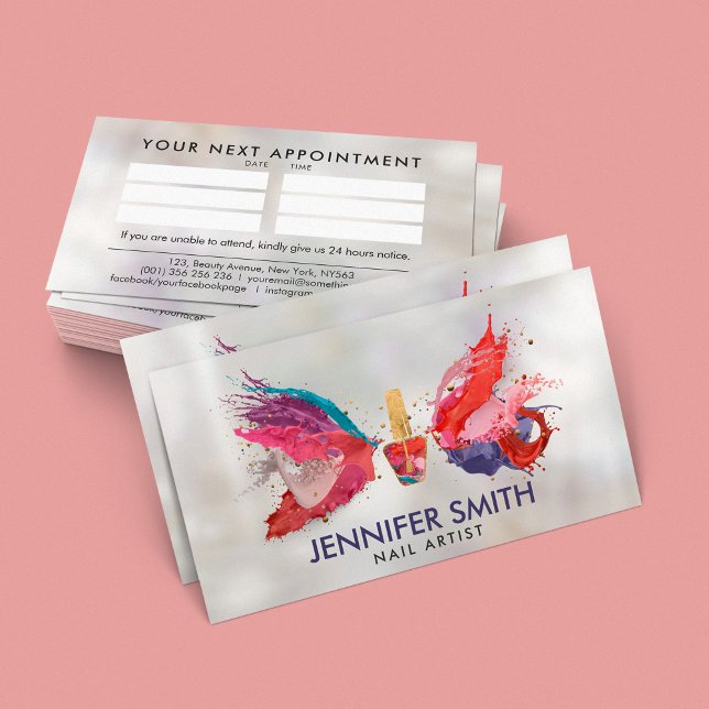 Nail Colors Splash on pearl  Business Card (Creator Uploaded)
