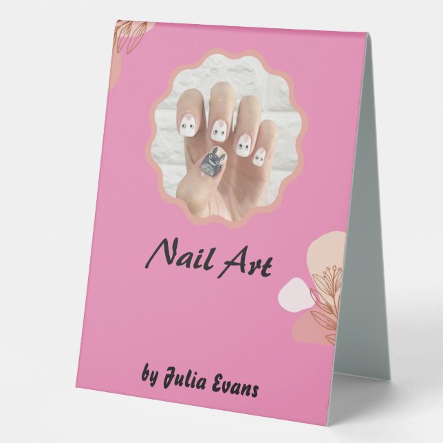 Nail Design Acrylic Floral Table Sign (Front)