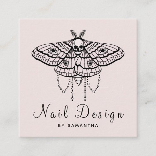 Nail Design Acrylic Manicure Pedicure Butterfly Square Business Card