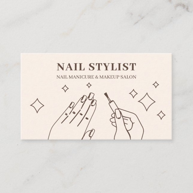 Nail Ivory Beige Manicure Stylist Makeup  Business Card (Front)