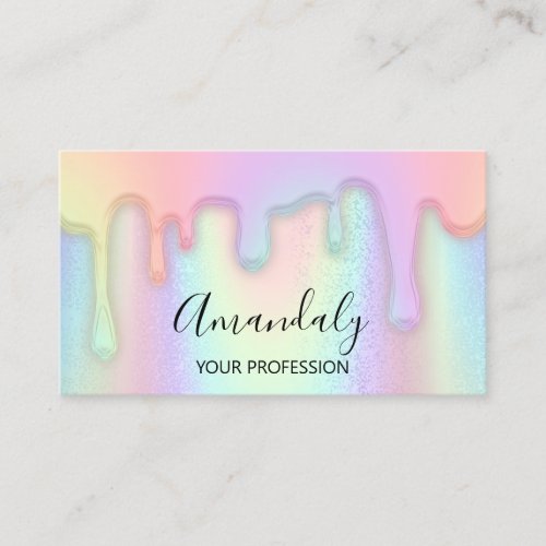 Nail Makeup Artist  Logo Holograph Blue Mermaids Business Card