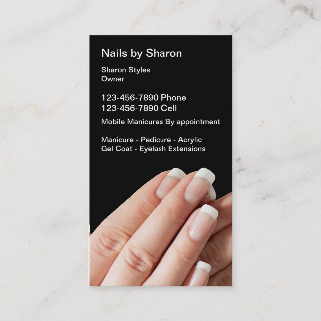 Nail Manicure Business Cards (Front)