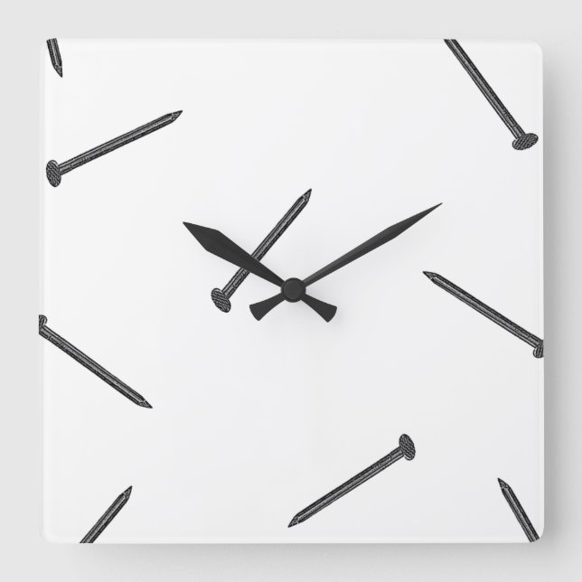 nail pattern square wall clock (Front)