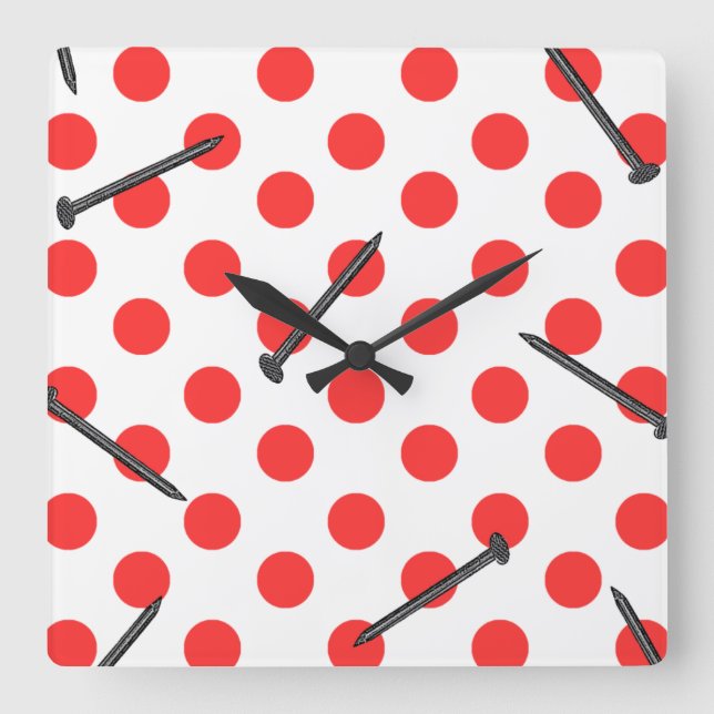 nail pattern with dots square wall clock (Front)