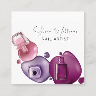 Nail Polish Artist Beauty Salon Service Square Business Card