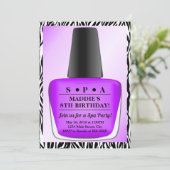Nail Polish Birthday Invitation Purple Nail Polish (Standing Front)