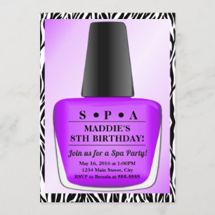 Nail Polish Birthday Invitation Purple Nail Polish
