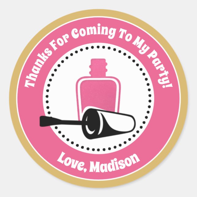 Nail Polish Birthday Party Favor Stickers (Front)