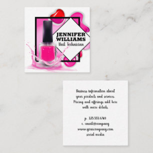 Nail Polish Bottle Nail Technician Square Business Card