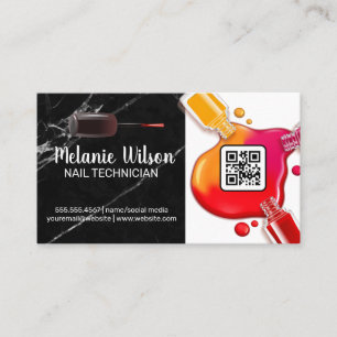 Nail Polish Bottle Pour Black Marble Business Card