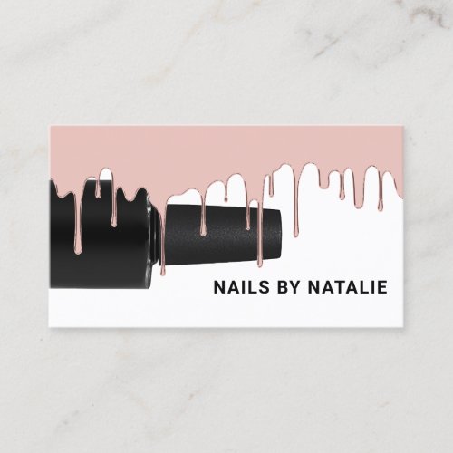 Nail Polish Bottle Rose Gold Dripping Manicurist Business Card