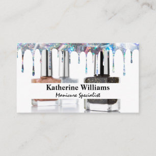Nail Polish Bottles Glitter Drip Business Card