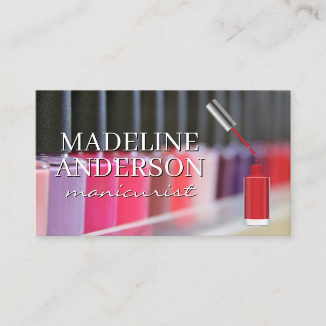 Nail Polish Bottles | Manicurist Business Card (Front)