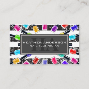 Nail Polish Bottles   Monogram and Stripes   Appt Appointment Card