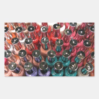 Nail Polish Bottles Rectangular Sticker by The_Everything_Store at Zazzle
