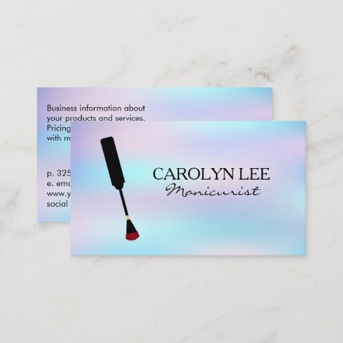 Nail Polish Brush  Pastel Gradient Background Business Card