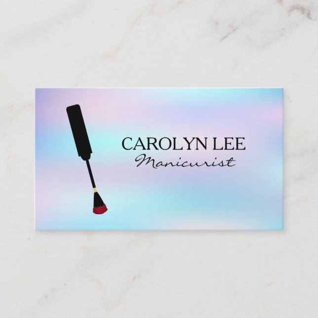 Nail Polish Brush | Pastel Gradient Background Business Card (Front)