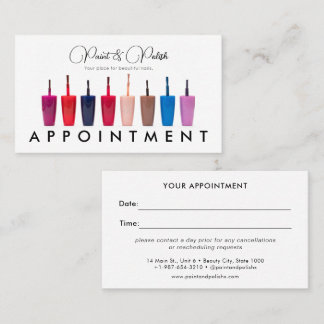 Nail Polish Color Set Nail Salon Appointment Card