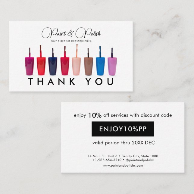 Nail Polish Color Set Nail Salon Discount Card (Front/Back)