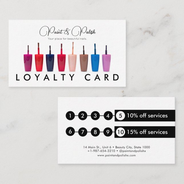 Nail Polish Color Set Nail Salon Loyalty Card (Front/Back)