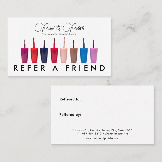 Nail Polish Color Set Nail Salon Referral Card (Front/Back)