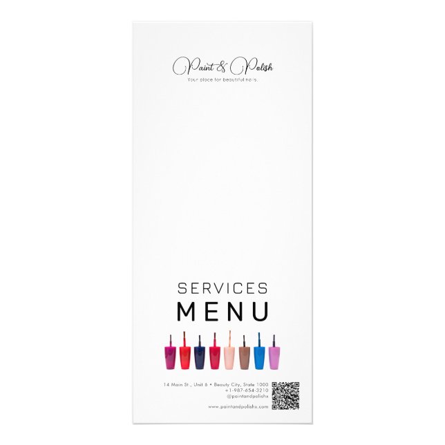 Nail Polish Color Set Nail Salon Services Menu (Front)