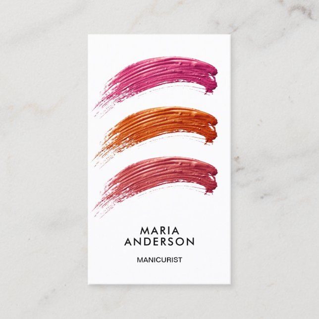 Nail Polish Color Swatches Manicurist Business Card (Front)
