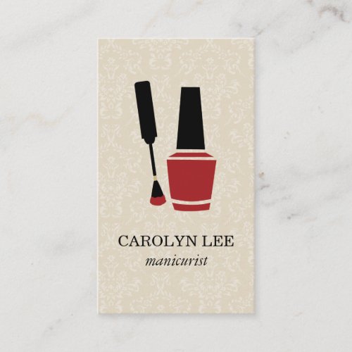 Nail Polish Elegant Damask Business Card