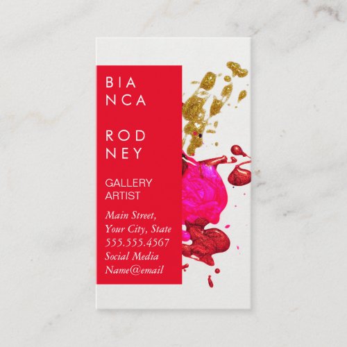 Nail Polish Ink Splatter Business Card