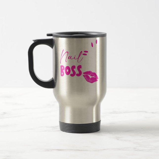Nail Polish Lover Gift 'Nail Boss' Nail Tech Nail  Travel Mug (Left)