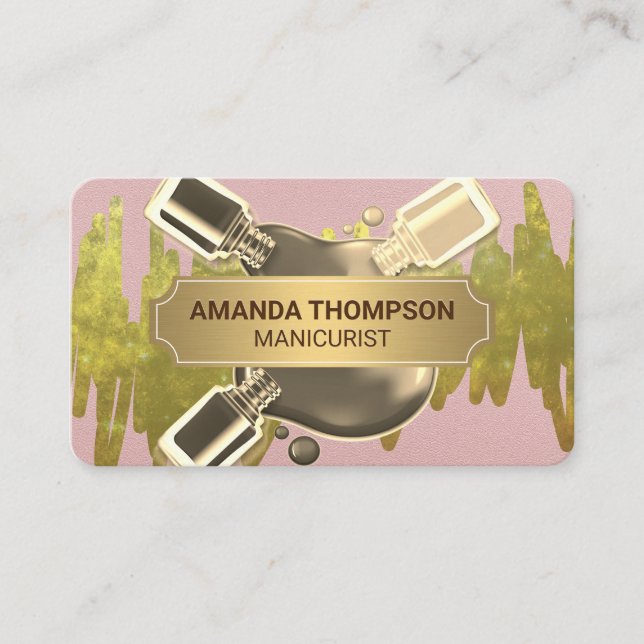 Nail Polish | Manicure | Gold Foil Appointment Card (Front)