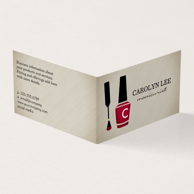 Nail Polish Manicure Monogram Business Card (Outside)