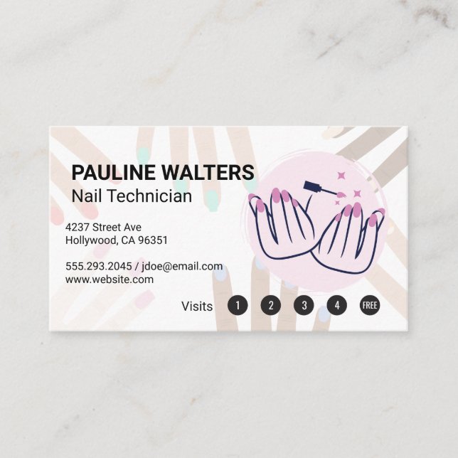Nail Polish | Manicured Hands Drawing Business Card (Front)