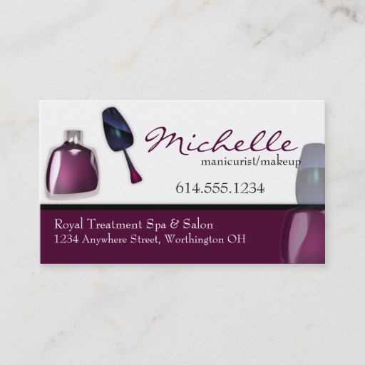 Customizable Nail Polish Manicurist Makeup Business Cards