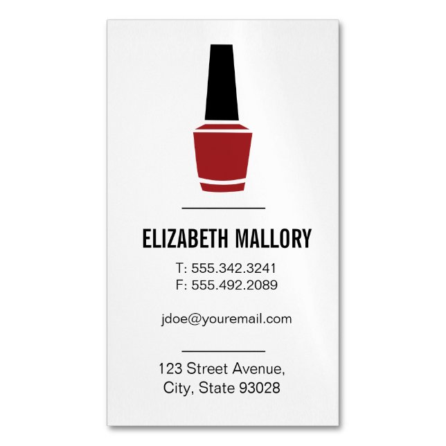 Nail Polish | Minimalist Business Card Magnet (Front Vertical)