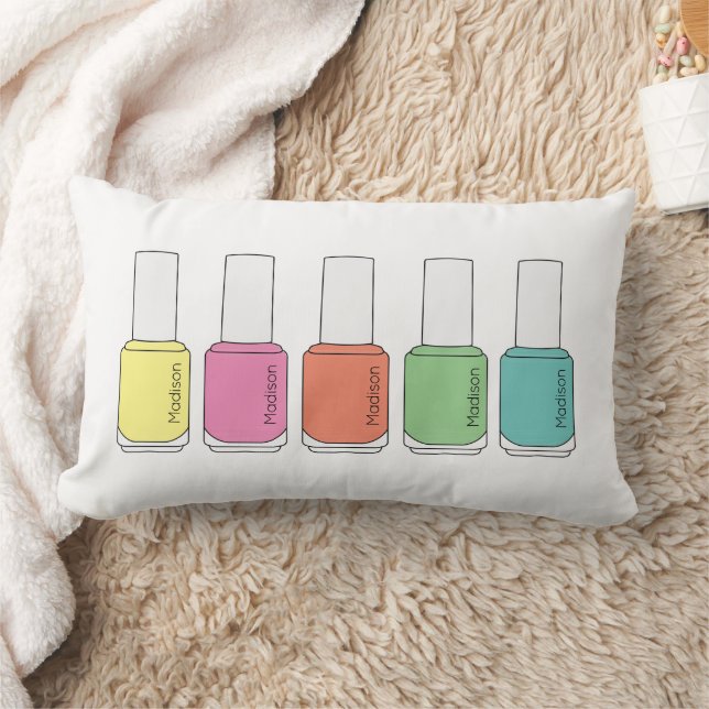 Nail Polish Name Bottles Lumbar Pillow (Blanket)