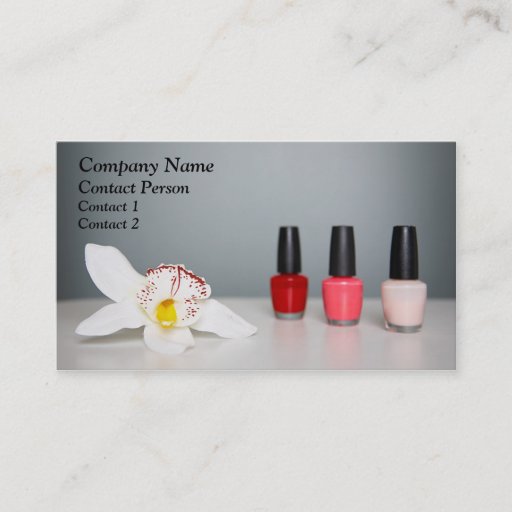 Customizable Nail Polish &amp; Orchid Profile Card Business Card Template