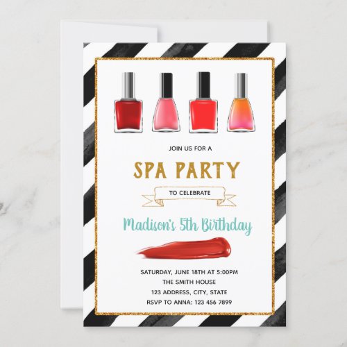 Nail polish party birthday invitation