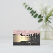 Nail Polish Rose Gold Drips Chic Black Manicurist Business Card (Standing Front)