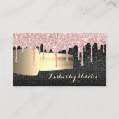 Nail Polish Rose Gold Drips Chic Black Manicurist Business Card (Front)