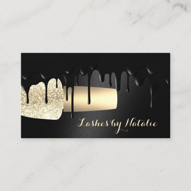 Nail Polish Salon Modern Black Drips Manicurist Business Card (Front)