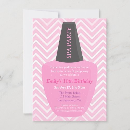 Nail Polish Spa Girls Birthday Party Invitations