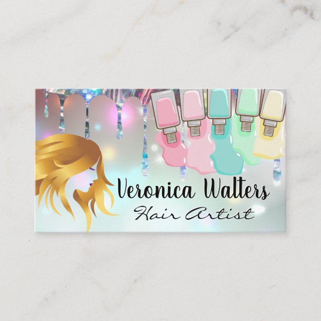 Nail Polish Spills | Bokeh Glamour Loyalty Card (Front)