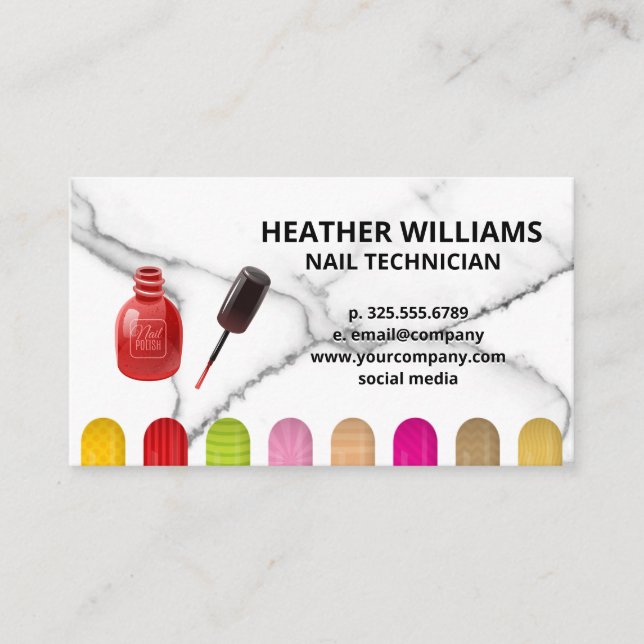 Nail Polish Splash Bottle | Color Manicured Nails Business Card (Front)