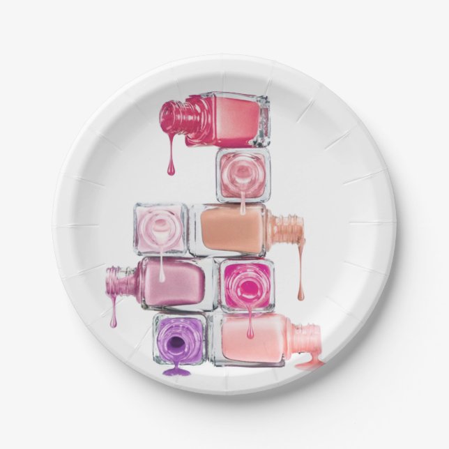 Nail Polish Stack Paper Plates (Front)