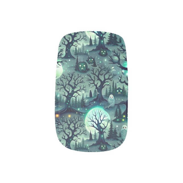 Nail Polish Strips Halloween, Spooky Nighttime Minx Nail Art (Left Thumb)