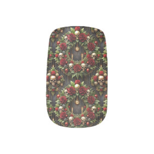 Nail Polish Strips, Skulls Gothic Christmas Wreath Minx Nail Art