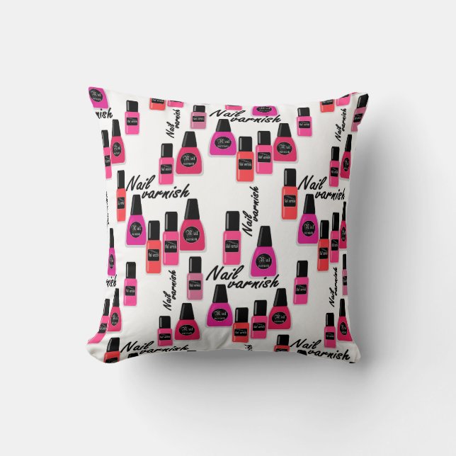 Nail Polish Throw Pillow (Front)